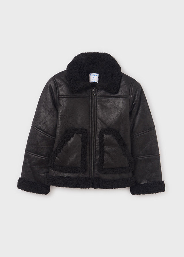 Girls black best sale sherpa jacket