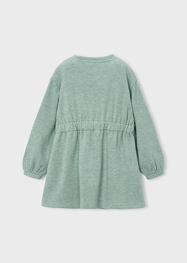 Mayoral Girls Sweatshirt Dress with Bows in Seafoam Green