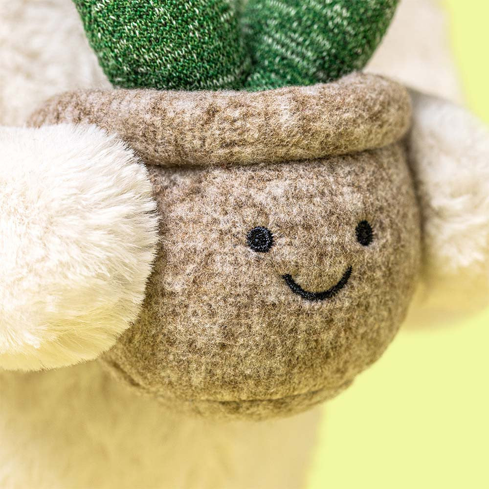 Cream Bunny with Plant - Thoughtful Gift That Grows with You