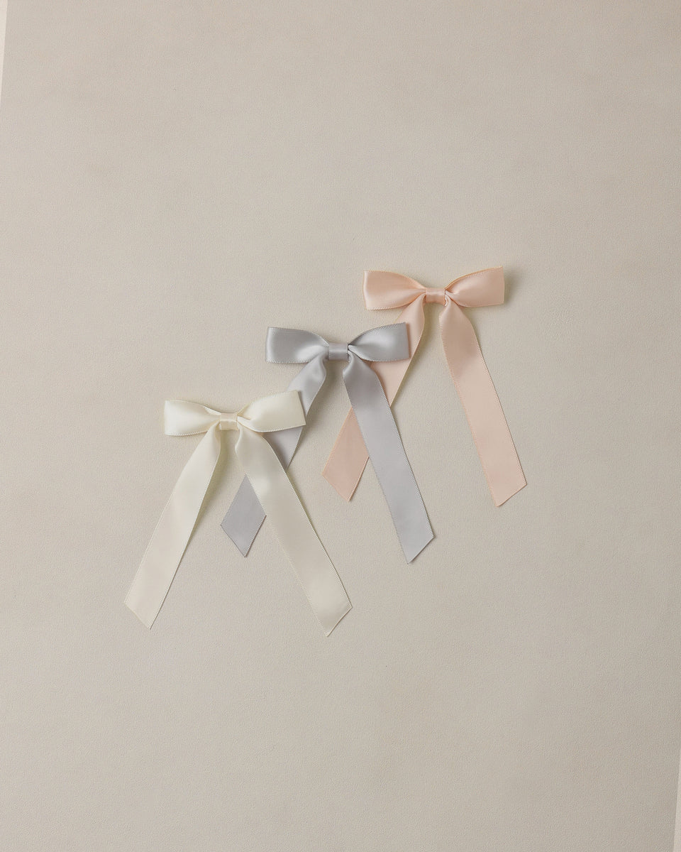 Noralee Satin Ribbon Bows | Pearl, Ivory, Mist – Lively Kids