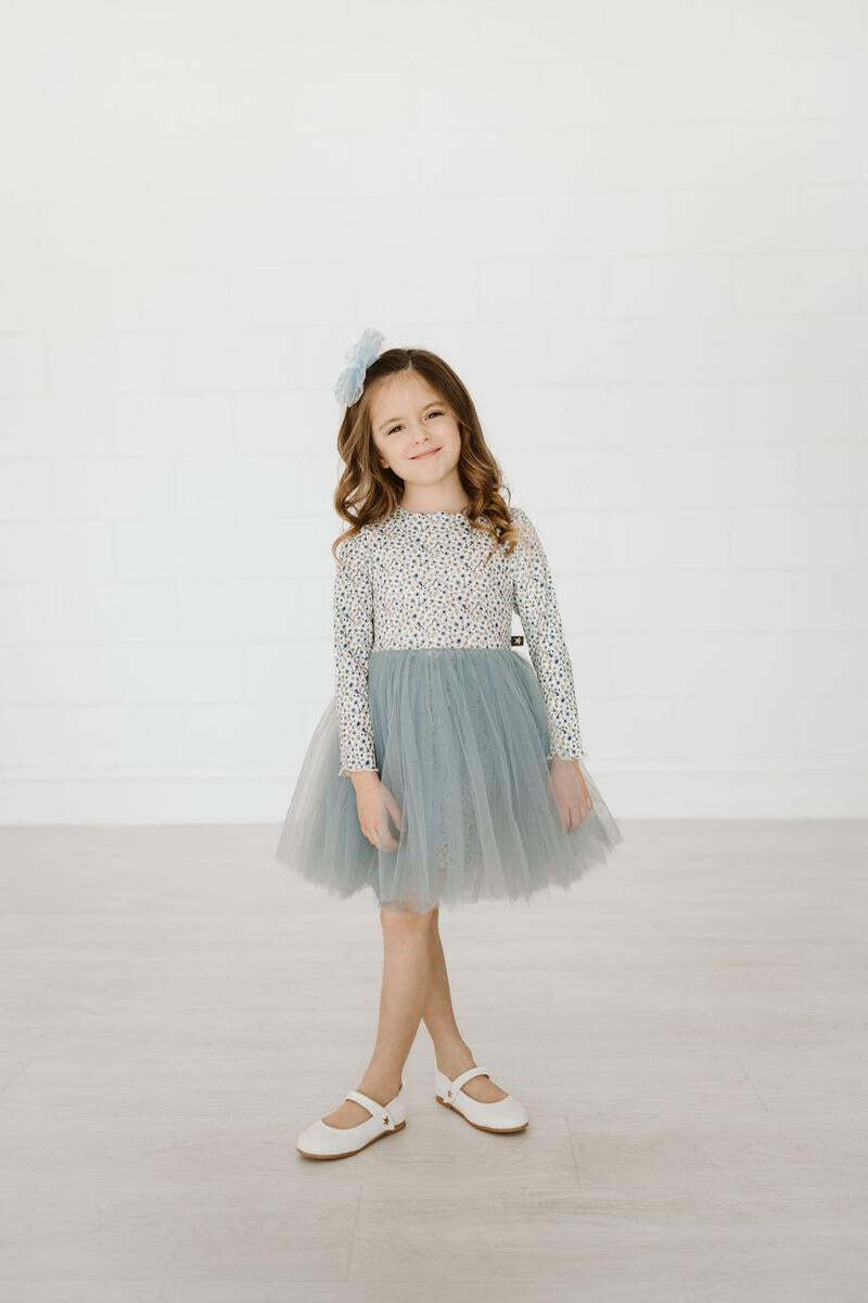 Petite Hailey Vintage Flower Tutu Dress in Blue Petite Hailey Vintage Flower Tutu Dress in Blue