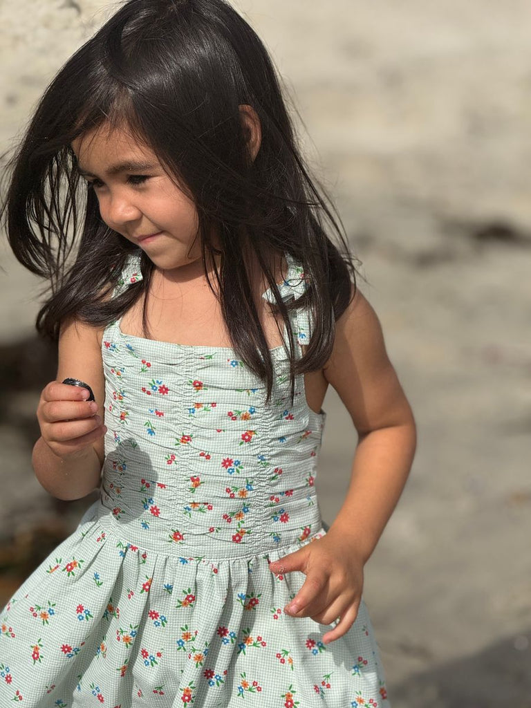 Vignette Wynnona Dress in Green Gingham Floral