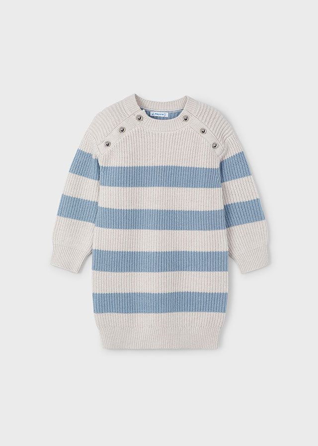 Sky Blue Knit Striped Dress (Girl) 7