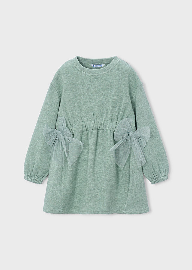girls green sweatshirt dress Mayoral with Bows in Seafoam LowStock:42225894916147