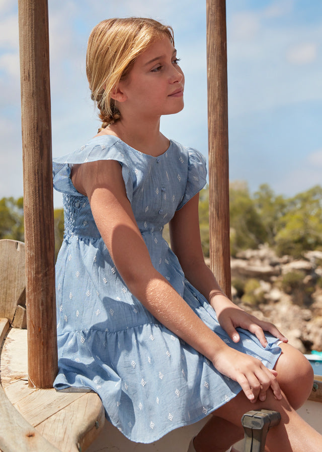 Mayoral Tween Blue Flutter Sleeve Dress – Lively Kids