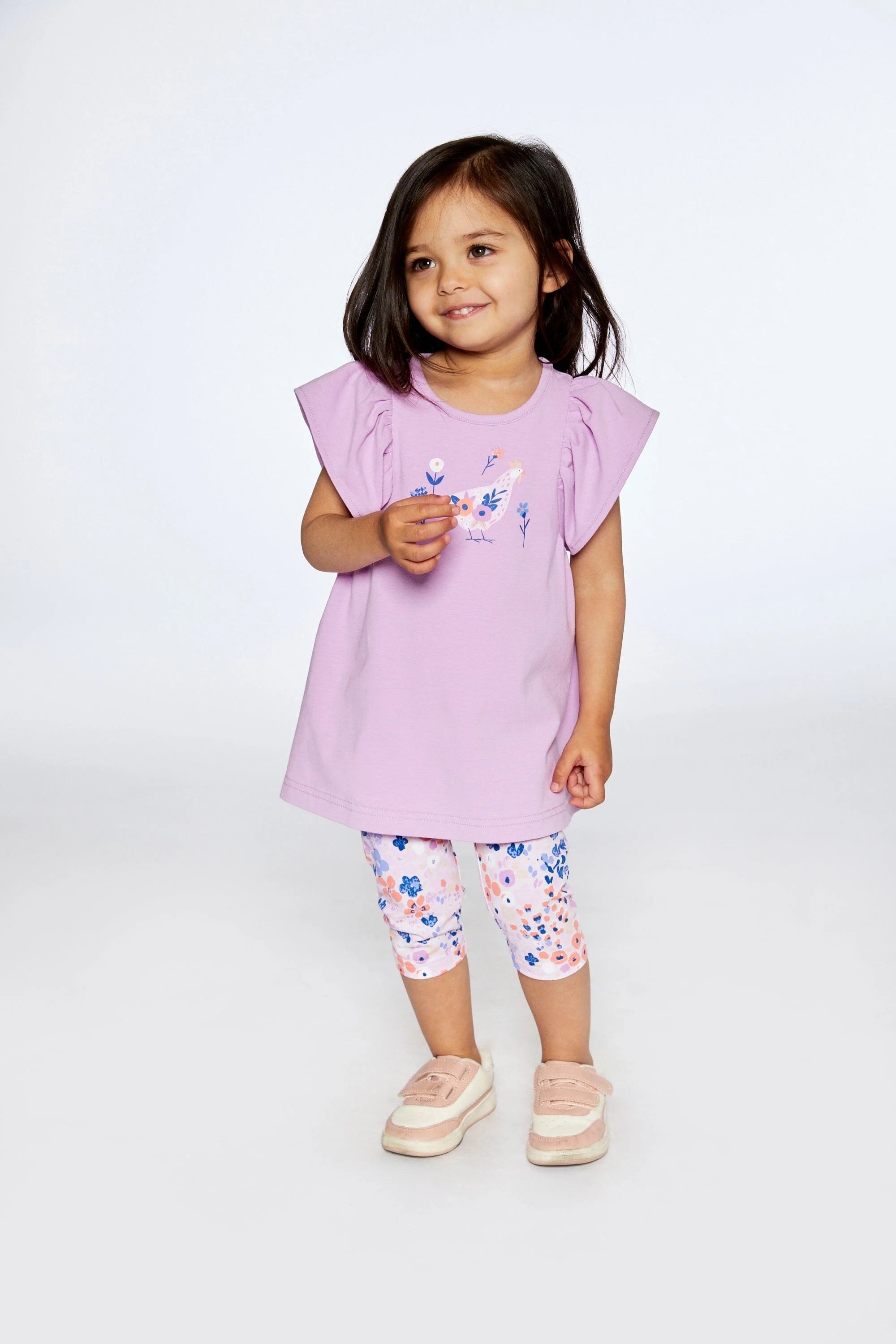 Deux Par Deux Organic Cotton Long Top And Capri Legging Set Lavender