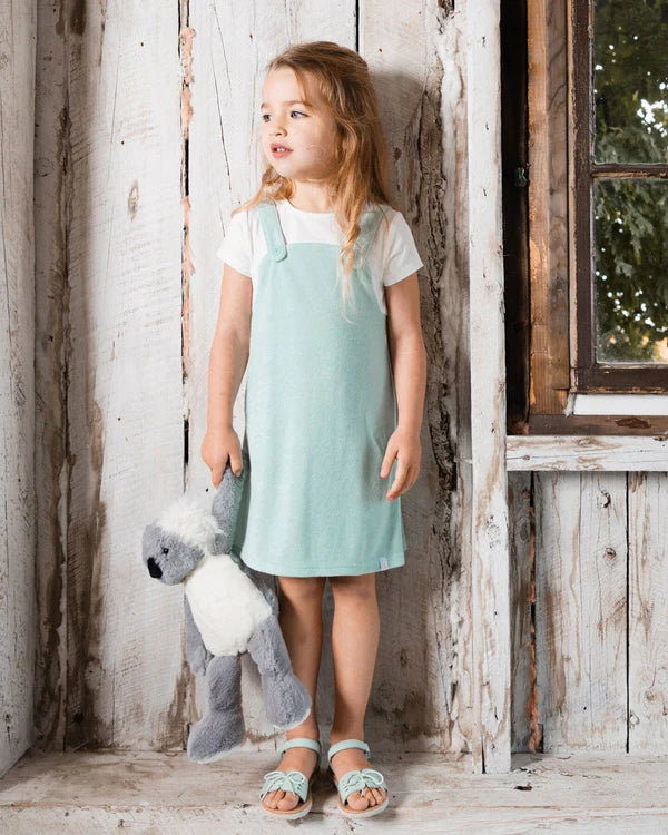 Deux Par Deux Terry Cloth Dress Turquoise And Off-White  Lively Kids