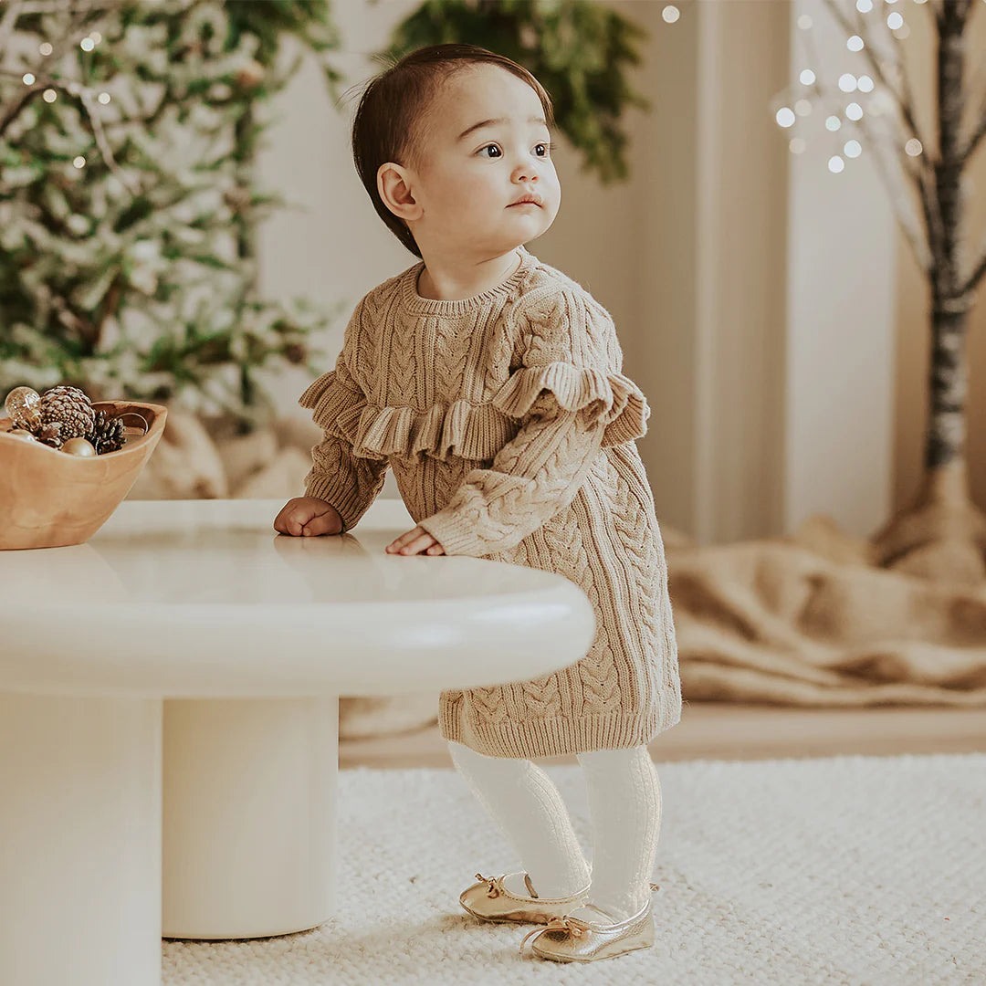 Light Taupe Knit Sweater Dress Set for Infants – Lively Kids