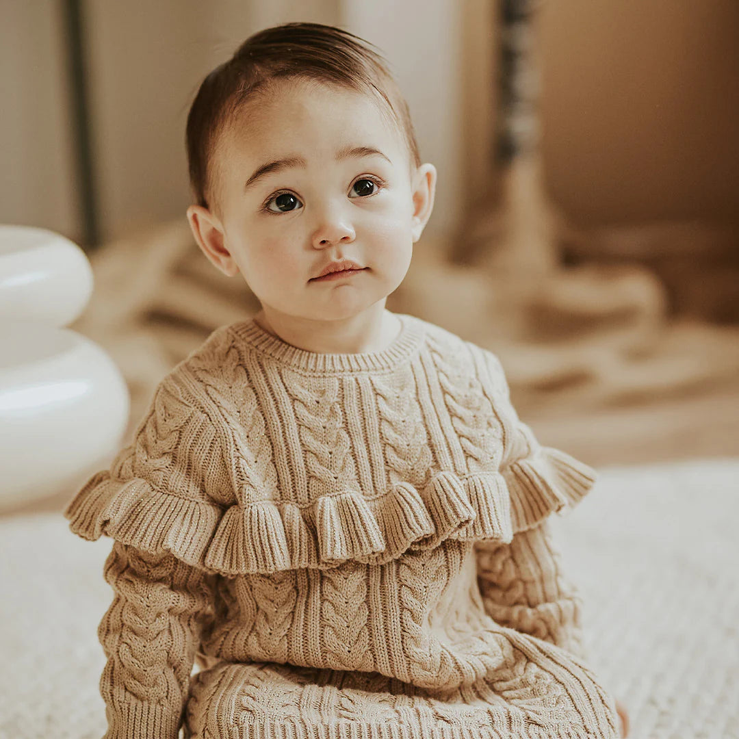 Petit Lem Light Taupe Knit Sweater Dress Set Lively Kids Petit Lem Light Taupe Knit Sweater Dress Set Lively Kids