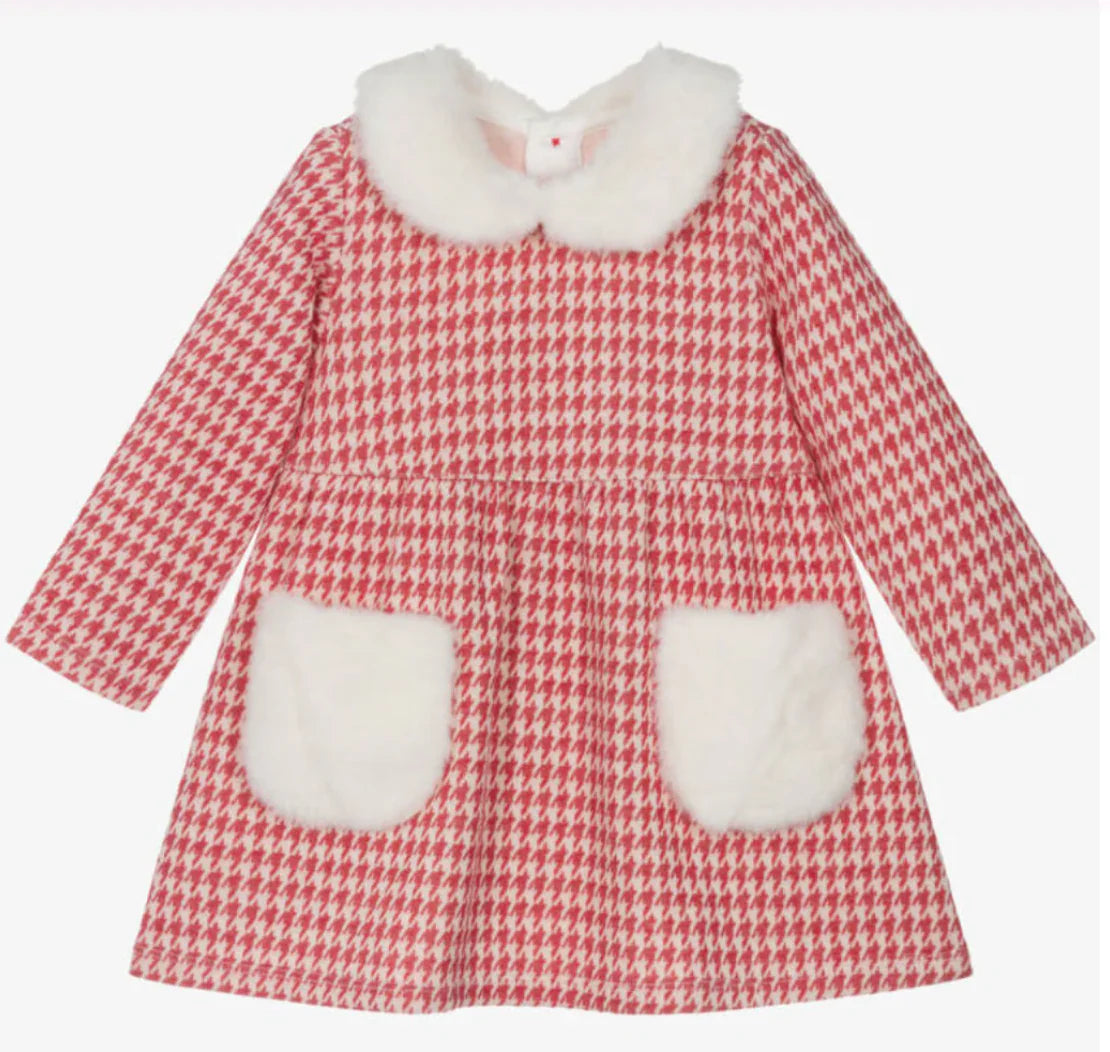 Hatley Red Houndstooth Fun Fur Trim Dress Lively Kids Hatley Red Houndstooth Fun Fur Trim Dress Lively Kids