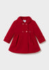 Mayoral baby girl red double-breasted wool blend coat with pleated skirt and collar