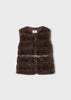 Mayoral girls coffee brown faux fur belted vest with gold infinity buckle detail