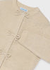 Mayoral girls gold shimmer knit cardigan with bow tie front closures, size 4