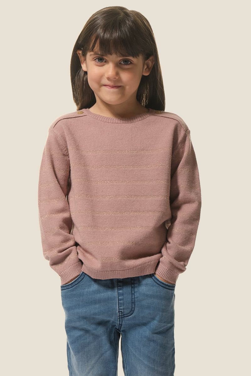Hublot Mosaline Girls' Round-neck Sweater in Taupe Rose – Lively Kids