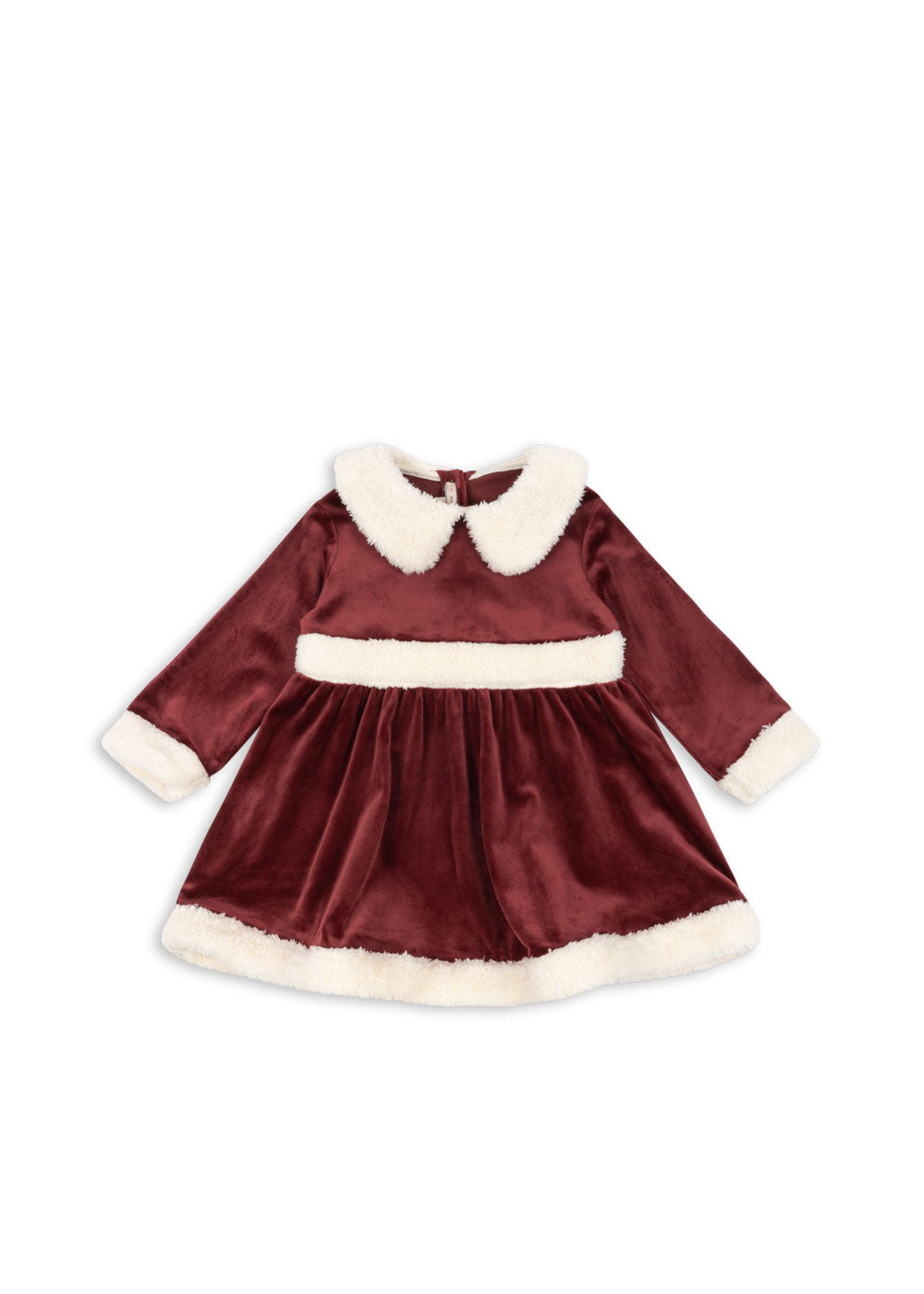 Soft Red Velvet Christmas Dress with White Contrast Fabric – Lively Kids
