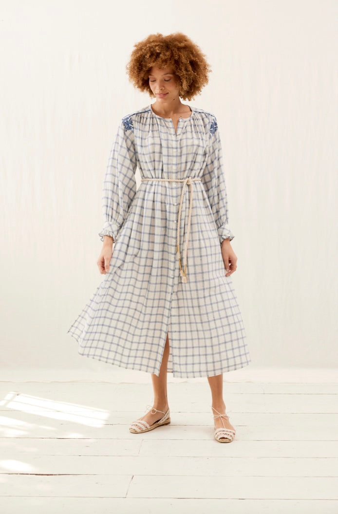 Louise Misha Deepali Dress In Blue River Checks – Lively Kids